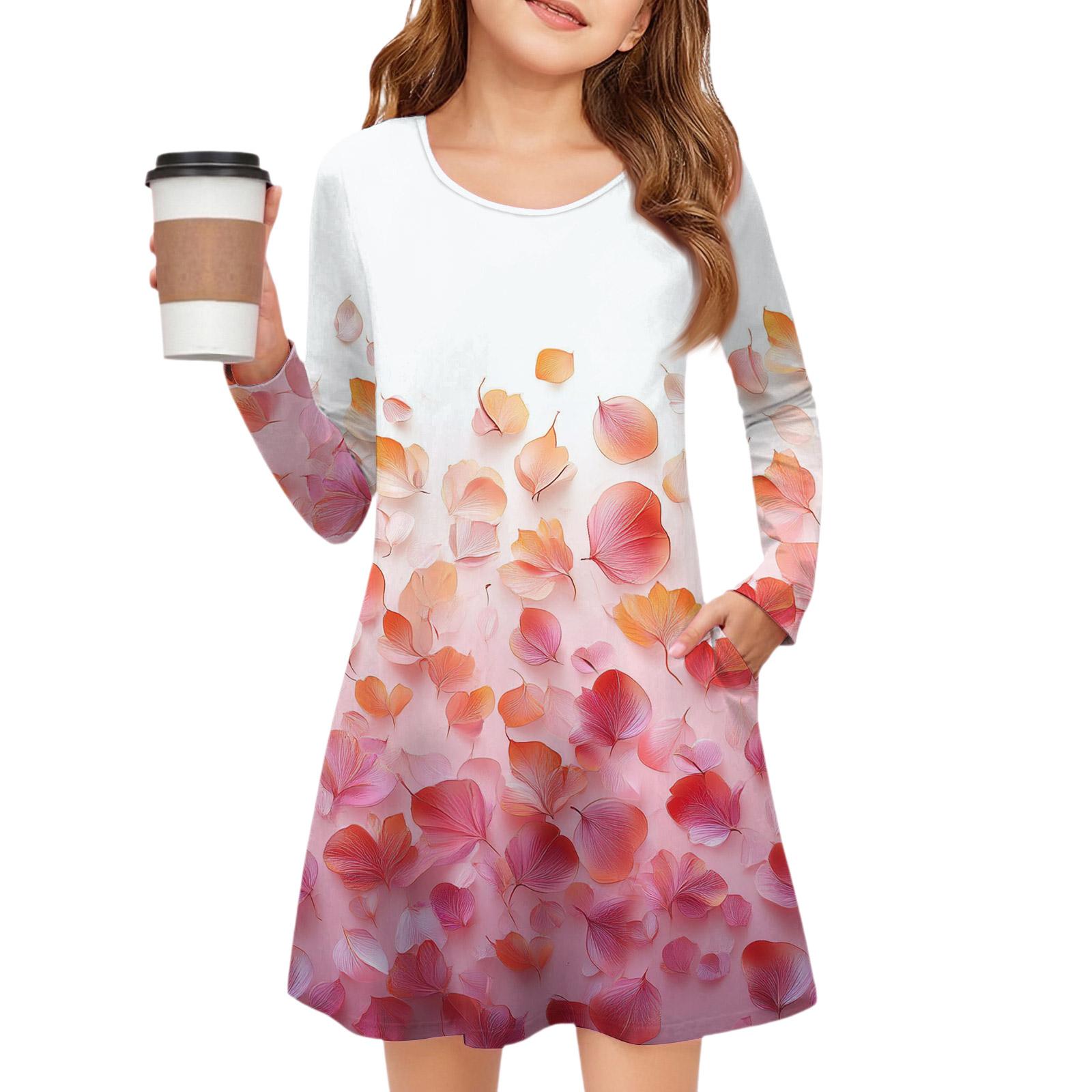 

Платье с длинным рукавом для девочек - Платье с цветными карманами 110