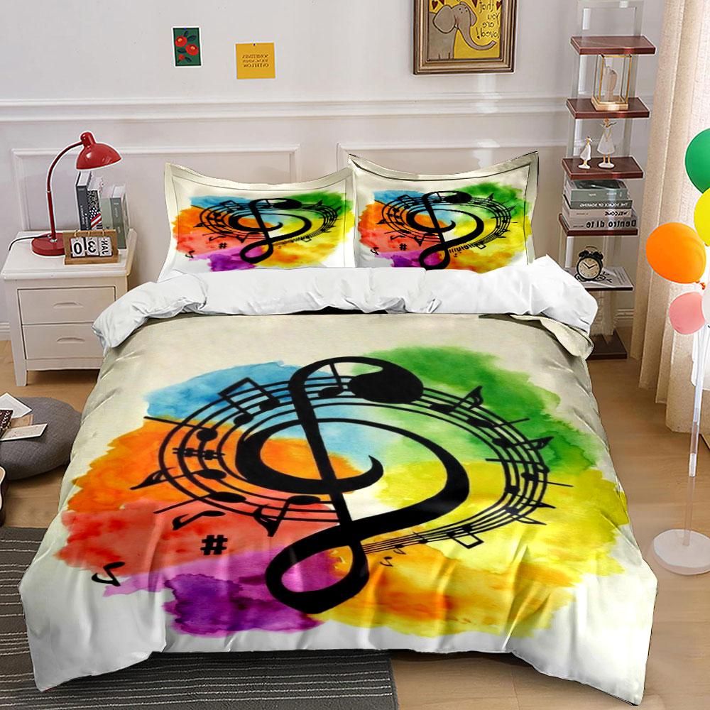 Musical notes with rainbow. Bedding sets Duvet cover sets Duvet covers Pillowcases(1 * Duvet Cover 2 * Pillowcases without duvet insert)