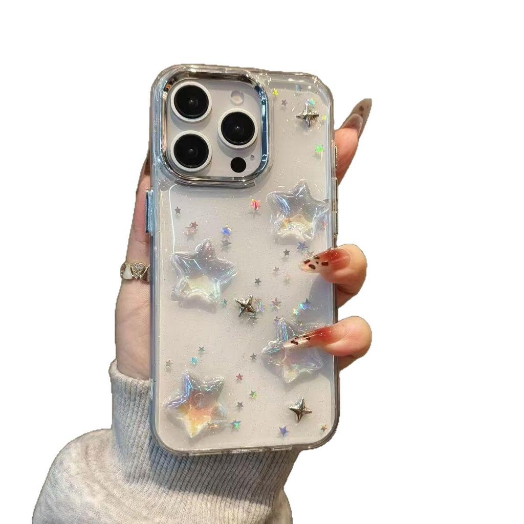 2026 Super Fairy High-End Transparent Sequined Star Case for iPhone 17 Pro Max/16/15