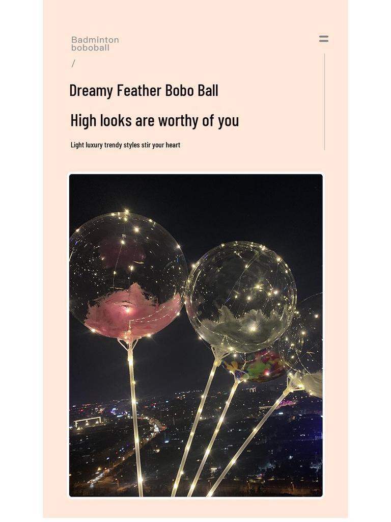 Transparent Floating Bobo Balloon Feather Decoration for Birthdays, Engagements, Banquets, and Weddings