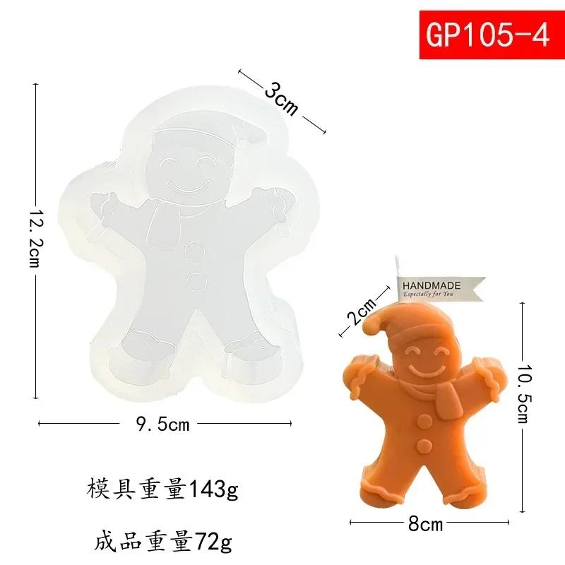 Large Christmas Doll Silicone Candle Mold 3d Gingerbread Man Handmade Gypsum Soap Resin Crafts Molds Home Decoration Gift