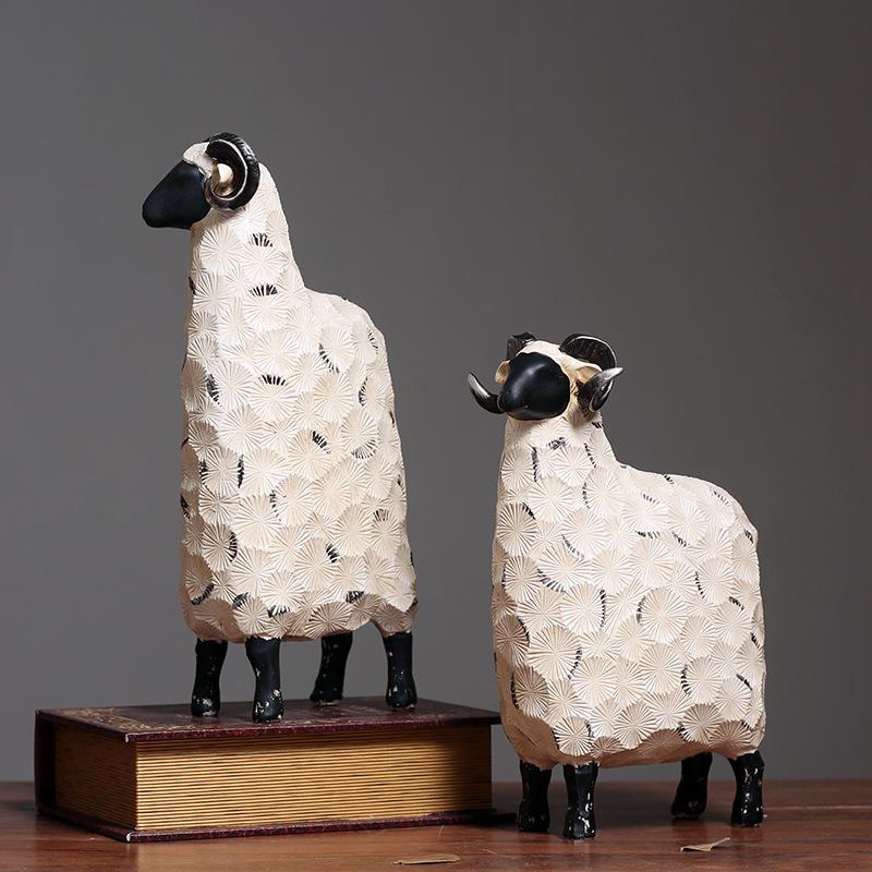 Nordic Sheep Figurines: Cute Home Decorations for Living Room or Gift.