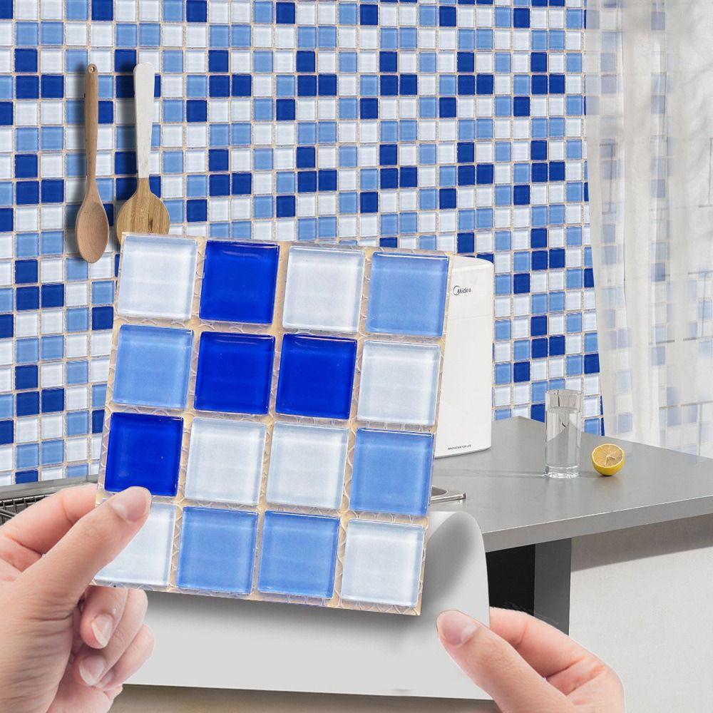 10PCS Decorative Self-adhesive Tile Stickers DIY Removable Mosaic Sticker PVC 3D Effect Wall Decal Kitchen Bathroom Decor