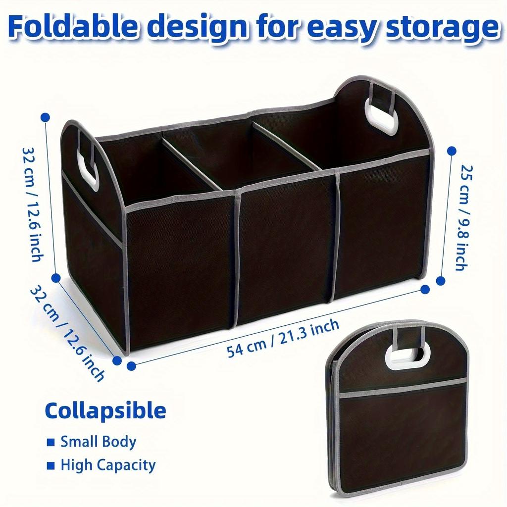 Car Versatile Canvas Car Trunk Organizer Foldable Storage Box for Vehicle Essentials Waterproof Durable Design for SUV Trucks