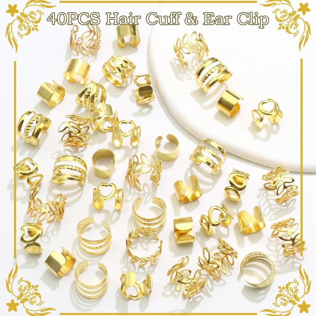40-Piece New Dreadlock Hair Ring Set - Floral Tube Hair Accessories