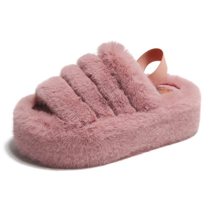 Fashion Versatile Fluffy Slippers for Women's Outward Wear 2025 Autumn and Winter New Indoor Home Cotton Mops