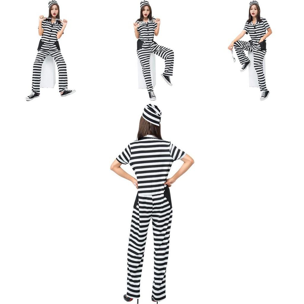 Japanese Anime Striped Prisoner Costume For Cosplay And Stage Performance