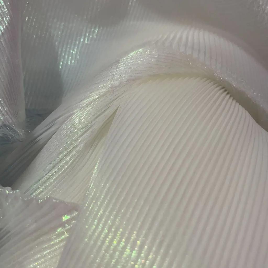 Syrena Himeji Tekstura Plisowana Tkanina Organzowa Na Metry do Dekoracji Bukietów Ślubnych Tkanina Krawiecka Miękki Gradient Biały Niebieski