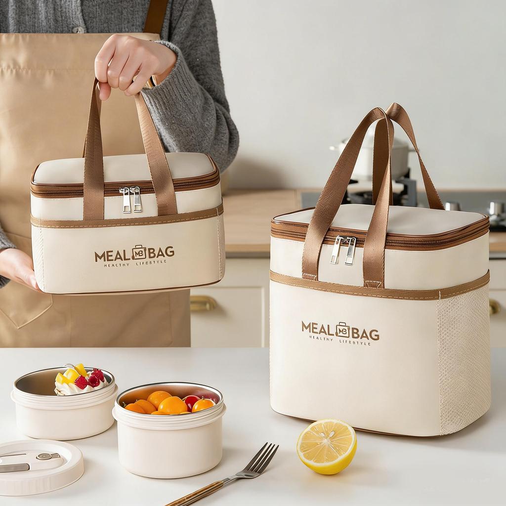 Double-Layer Insulated Lunch Tote for Office & School: Handheld Bento Bag