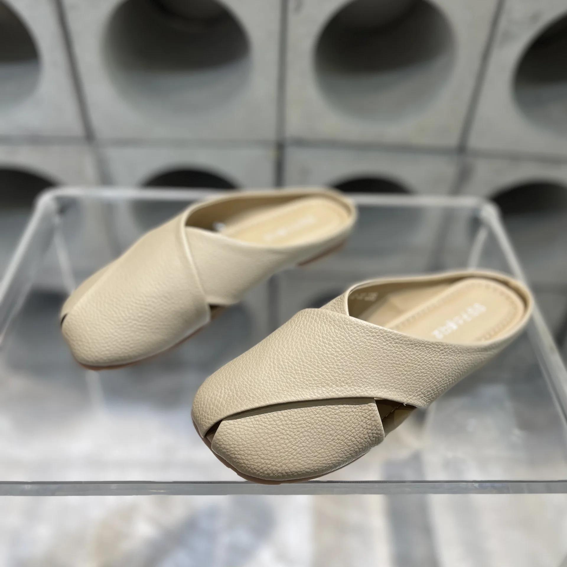 

Тапочки из натуральной кожи на плоской подошве, женская одежда, мягкая подошва, удобная, универсальная женская обувь, модные тапочки Pantuflas De Mujer 43