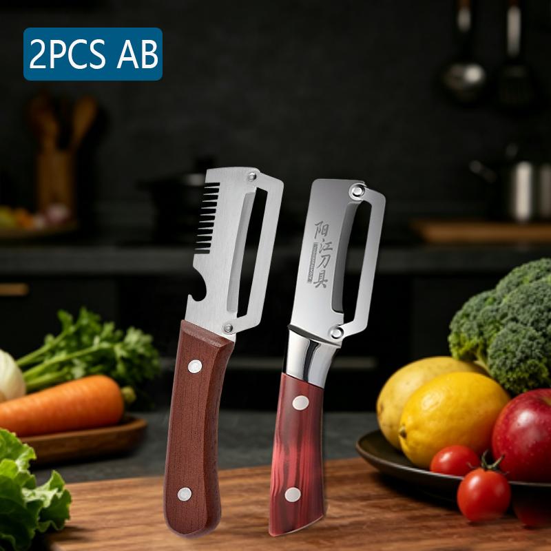 WXCOO MultiFunction Peeler Kitchen Stainless Steel Vegetable Peeler Fruit Knife 2-in-1 Bottle Opener Kitchen-Specific Peeler