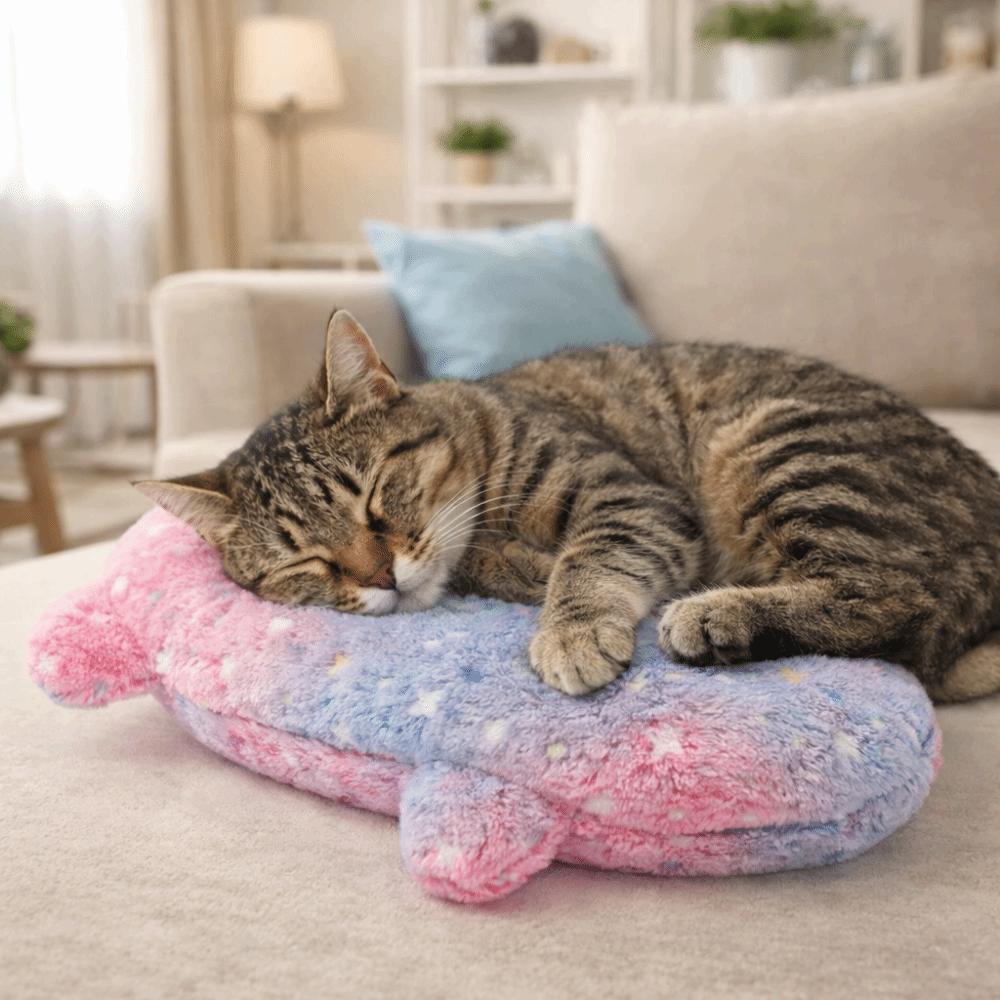 Plush Cat Glowing Pillow Moon Star Dog Sleep Mat Cartoon U-Shaped Pet Pillow  Indoor