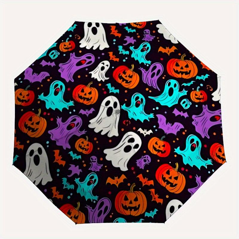 

1pc Halloween Automatic Folding Umbrella - 8-Rib Iron Frame, Windproof, Portable Sunshade with Plastic Handle for Travel & Outdoor Activitie