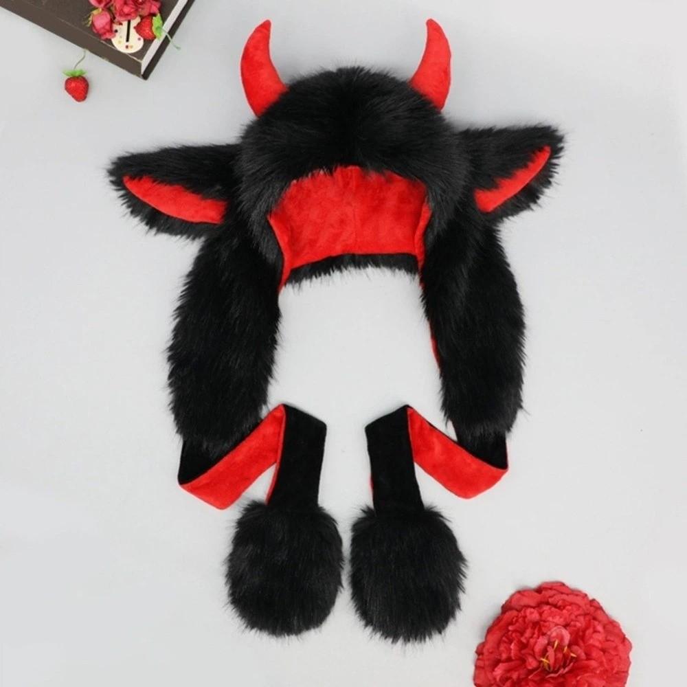 Plush Reindeer Antler Hat Fluffy Texture Ear Protection Cap Soft Christmas Elk Hat  Winter