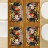 4-Pack Hand Washable Polyester Place Mats | Woven Farmyard Style Table Mats with Rooster & Hen Design | 18X12 Inches Rectangle Floral Pattern Mats