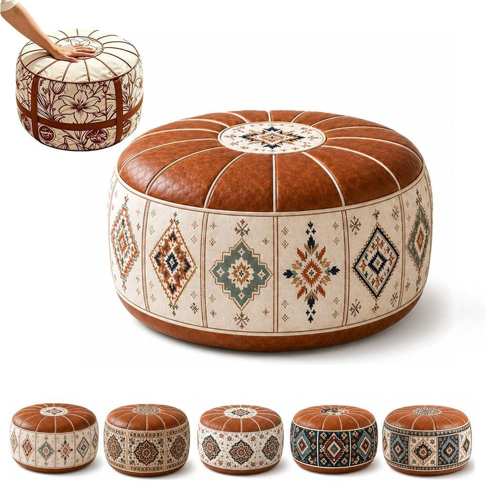 Fillable Design Ottoman Pouf Boho Pattern Storage Ottoman New Footstool Cover  Home Use