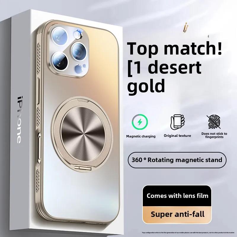 

Новий магнітний чохол для iPhone 16/15/14/pro/ Pro Max з обертовою на 360° підставкою, захистом камери та ударостійким захистом For iPhone 13 золотий