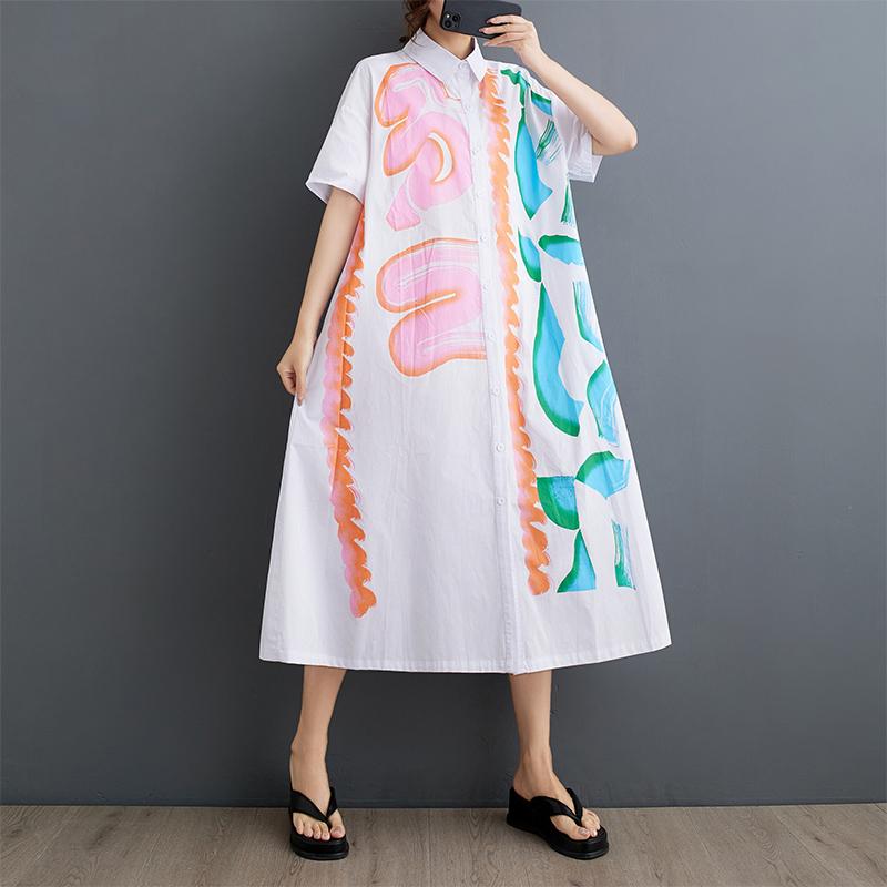 

Dimanaf 2025 Плюс Размер Женское Летнее Платье Женское Длинное Платье С Принтом Свободное Винтажное Макси Хлопковое Базовое Платье На Пуговицах One Size белый