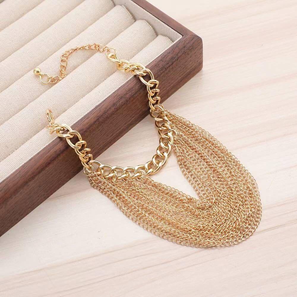 Multi Layer Punk High Heels Anklet Long Tassel Punk Layered Anklet Chains Party Wear