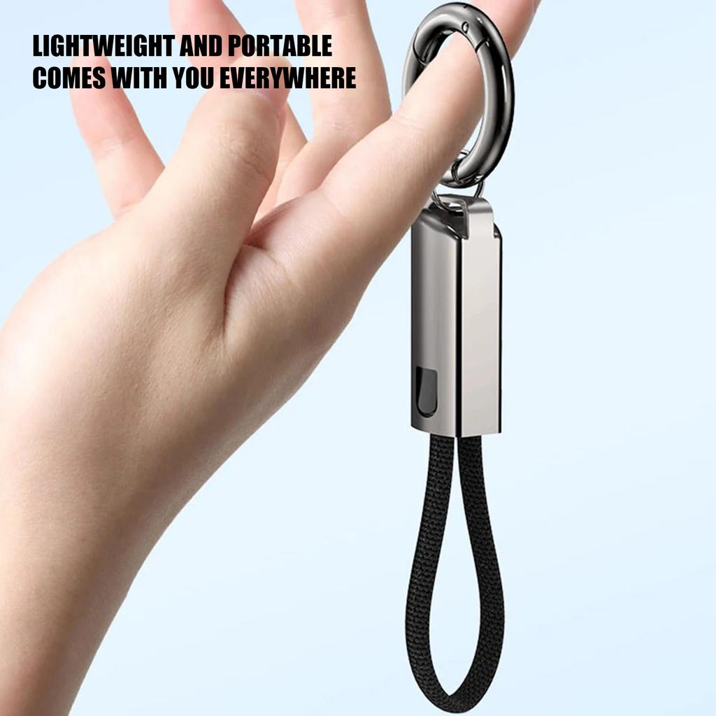 Short USB C to C Cable 16CM for PD65W Fast Charging 3A Keychain Attachment Zinc Alloy Phone Lanyard Data Cable
