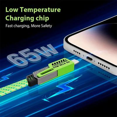 USB Type C Multi Port Quick Charge Wire Line PD 65W/27W 4 In 1 Mecha Fast Charging Data Cable Cord for iPhone 16 Samsung Xiaomi
