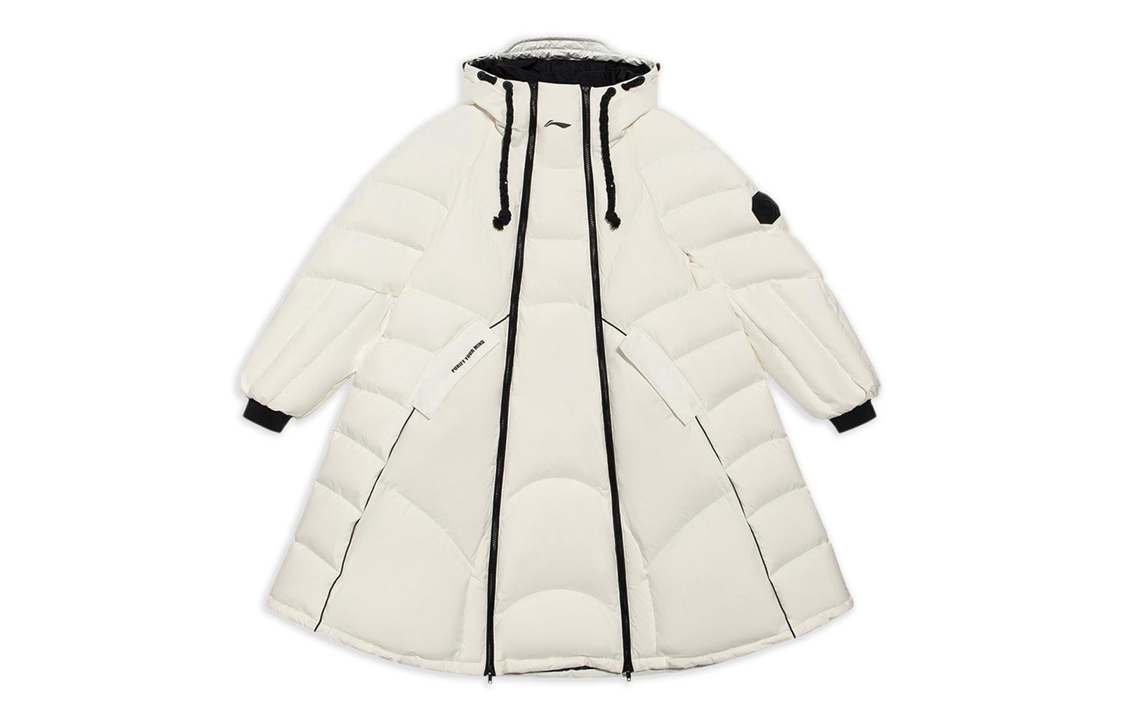 Li Ning Sports Life Collection Down Jacket Winter Unisex Ecru/Black AYMR537-1 M