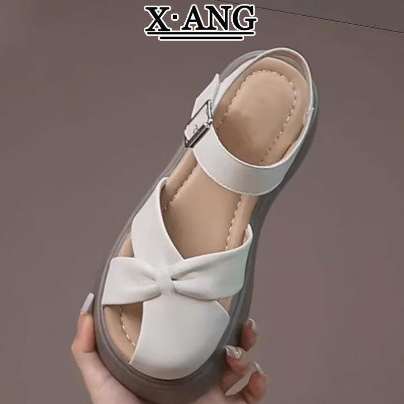 Leder Plateau Tasche Kopf Sandalen Damen Sommer Rock Französische Mary Jane Schuhe Lässige Römische Damenschuhe Strandschuhe