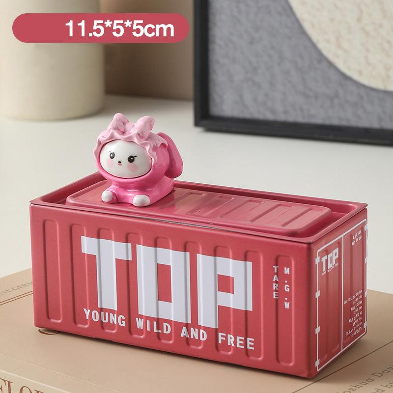 1pc Container Desktop Storage Box Stackable With Cover Coin Small Items Box Scene Figurine Living Room Bedroom Office Organizer