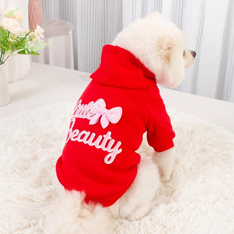 Letter Printed Dog Hoodies for Small Medium Dogs Warm Cotton Pet Clothes for Chihuahua Yorkie Bulldog Sweatshirt Hooded Pullover
