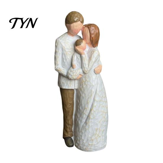 Nordischer Stil Wohnaccessoire Holzstruktur Harzfigur, Handgeschnitzt Mutter & Kind/Familie/Paar/Hundebesitzer Minimalistisches Schreibtischornament