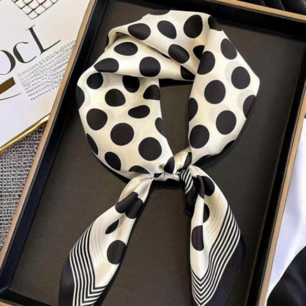 Small Satin Print Wrap Headkerchief 70×70cm Hair Neck Tie Scarf Vintage Women Silk Scarf