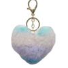 Mehrfarbiger Regenbogen-Herz-Schlüsselanhänger: Taschenanhänger & Autozubehör aus Kunstkaninchenfell