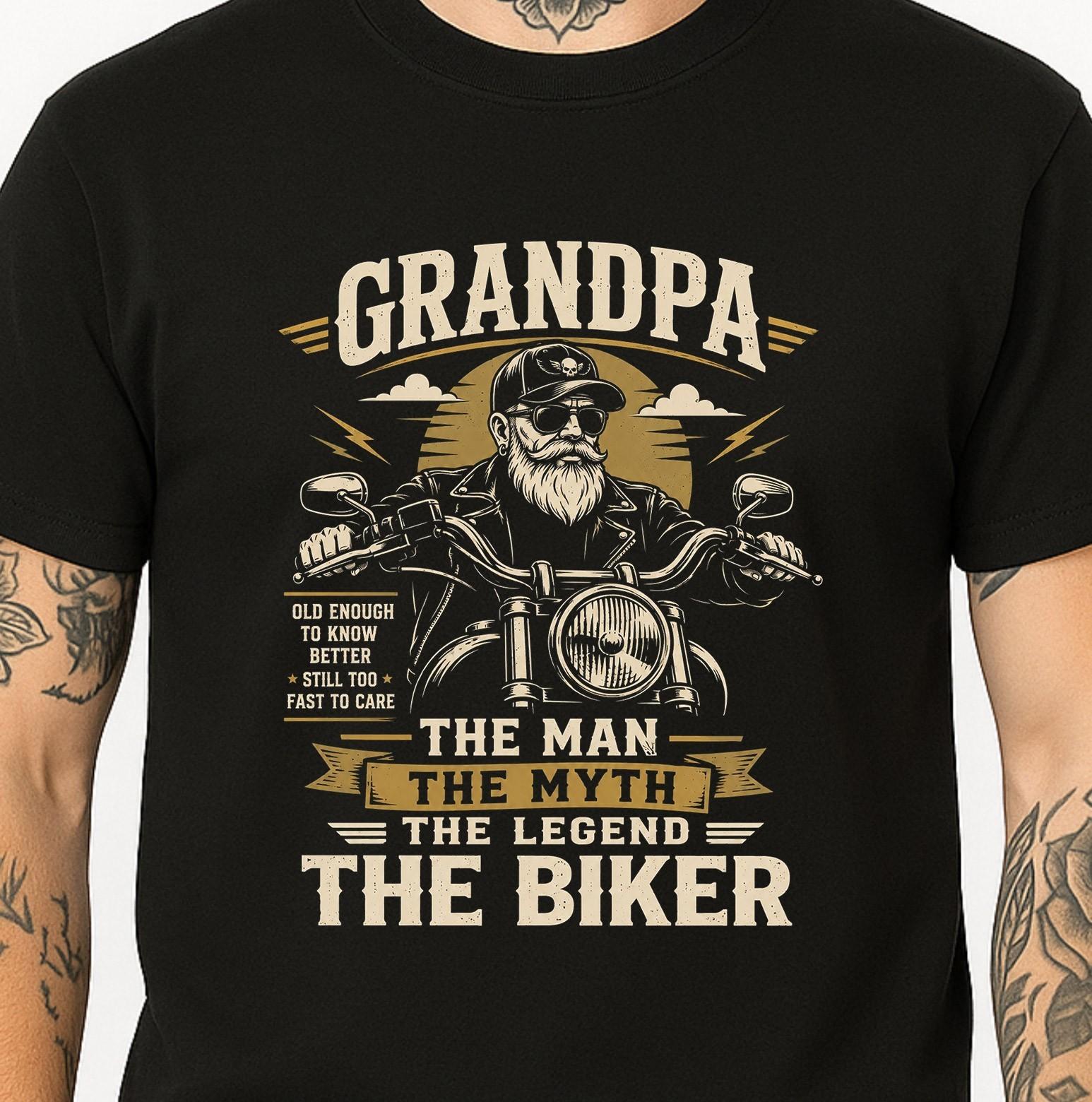 Grandpa Biker T-Shirt The Man Myth Legend Motorcycle Rider Vintage Graphic Tee. XXXXL