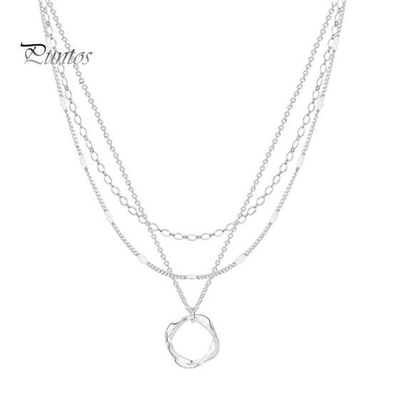 

Женское ожерелье из 3 предметов, трехслойное ожерелье с подвеской в виде змеиной кости, пружинная пряжка, регулируемая длина, ожерелье с подвесками серебряный