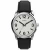 Timex Men's Easyreader Leather Strap 38mm Watch In Black/Silver Tone.