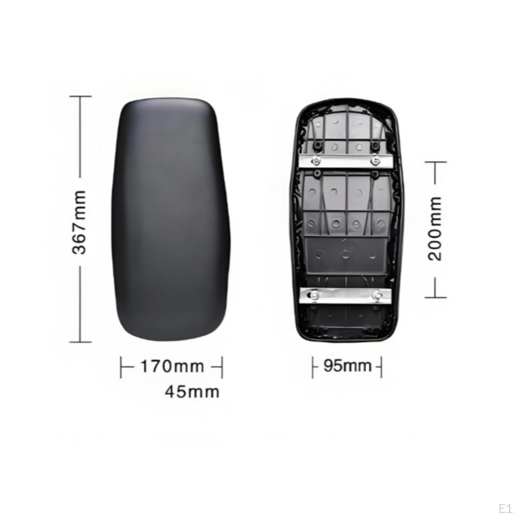 Passenger Seat Cushion with Mounting Base Faux Leather Bike Rear Hook and Loop