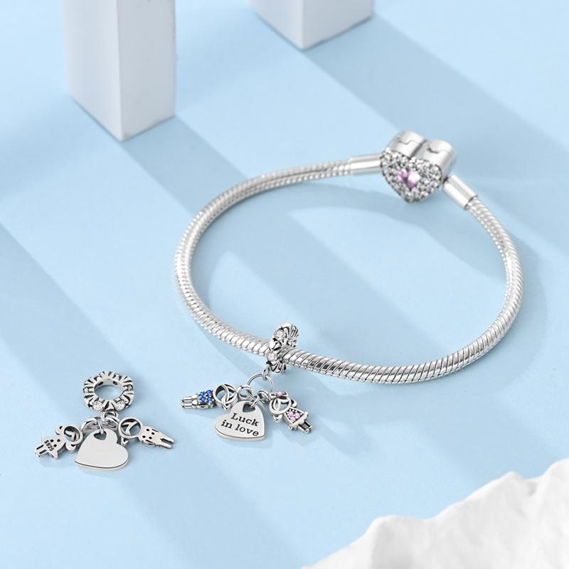 Copper Sisters Boy And Girl Charms Beads Fit Original Bracelet For Women High Quality Jewelry Making Gifts