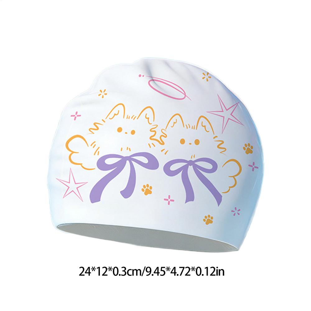 Printed Swimming Cap Women Waterproof Swim Cap Large Size Long Hair Ear Protection Swimming Caps Swimming Accessories