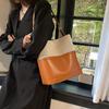 Patchwork PU Leather Shoulder Bag Korean Style New Design Tote Bag Retro Underarm Bag  Travel