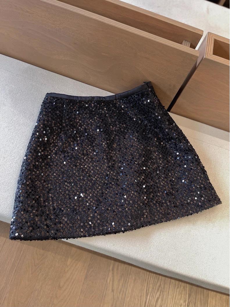 

New Year Sequin Non-Shedding Korean Style Fashion Skirt L чёрный
