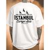 T-shirt da uomo Istanbul Due Continenti Città Stampa Posteriore - Manica Corta Top Casual Estivo con Mappa di Istanbul, Maglietta Traspirante Girocollo