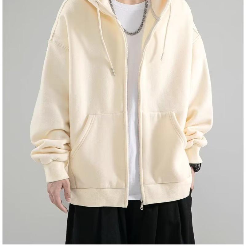 Men's Heavyweight Cardigan Hoodie - Spring & Autumn Style Trendy Hooded Coat for Couples and Boys.