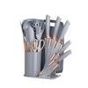 19-Piece Wooden Handle Silicone Kitchen Utensil Set with Spatulas, Spoons, Storage Bucket, and Knife Set