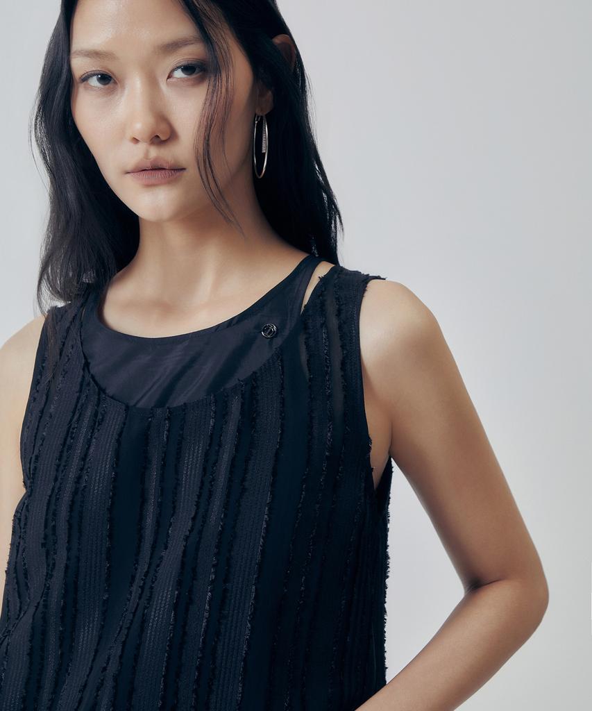 Teulimingbeodeu Two-Layer Overlap Dress [ Black ]