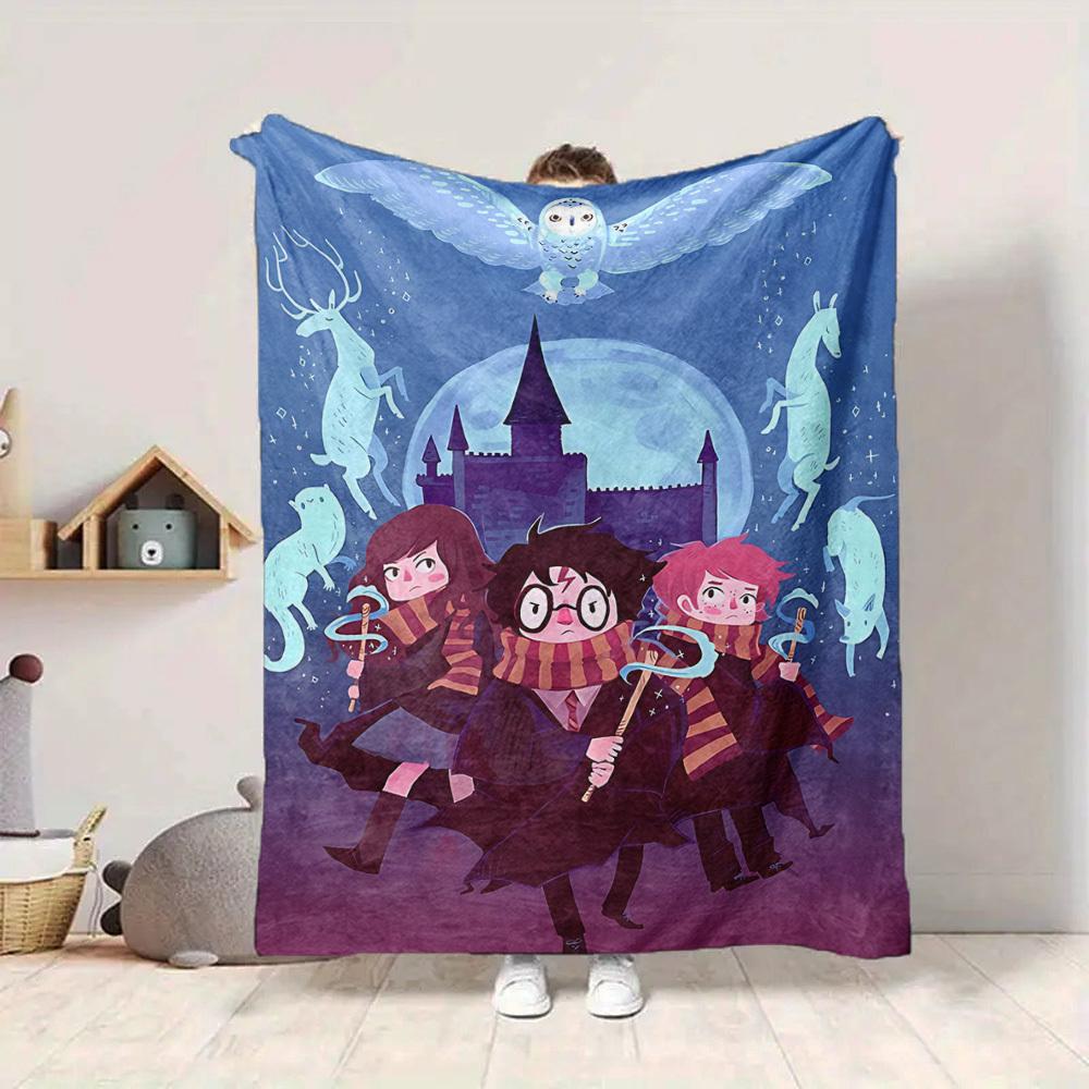 1pc Harry Potter Flannel Throw Blanket - HD Printed Lightweight Soft Warm All-Season Blanket for Sofa, Bed, Travel, Camping 032