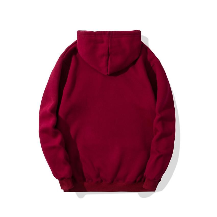 Unisex Solid Color Ribbed Cuff Hoodie Sweatshirt