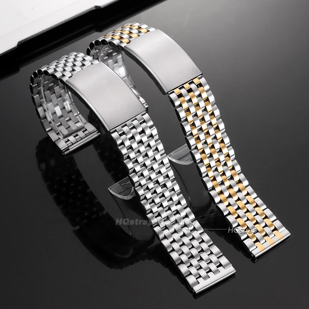 Premium Stainless Steel Watch Strap 20mm 22mm Universal Bracelet Metal Folding Buckle Business Replacement Wristband Accessories