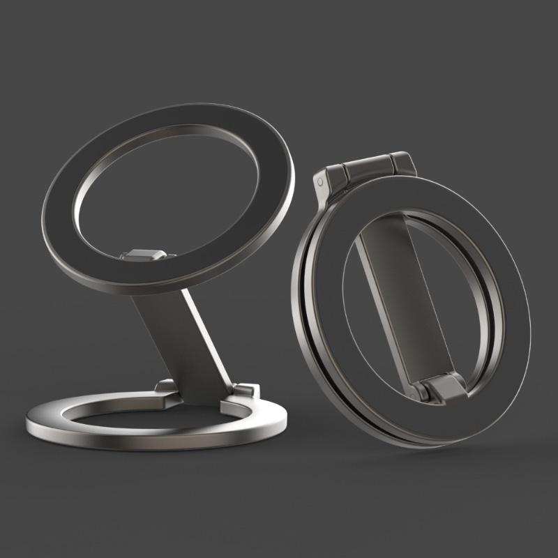 Double-Sided For MagSafe Mobile Phone Ring Stand For IPhone 16 15 Foldable 360° Rotating Stand Strong Magnet Finger Grip Support