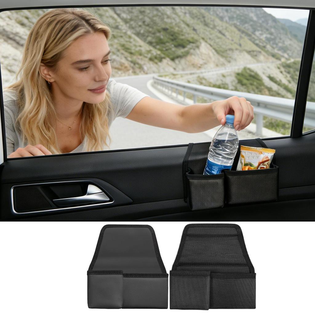 Car Door Window Organizer Cup Holder Bag Vehicle Side Door Organizer For Driver Truck SUV Van Interior Trip Road Camping