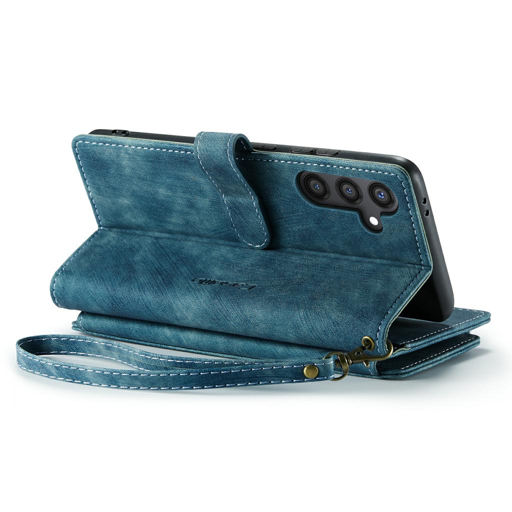 For Samsung Galaxy S24+ Phone Cases with Strap CASEME C30 Zipper Multiple Card Holder PU Leather Cover